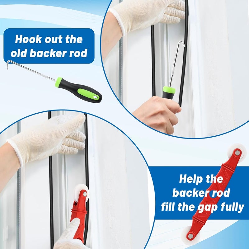 U0U Backer Rod 1/8inch,Backer Rod Kit with Roller Tool,16.4Ft Black Backer Rod Caulk Saver for Installing Door Window Gaps and Joint Concrete Filling (Black, 1/8inch x 16.4feet) - Image 5